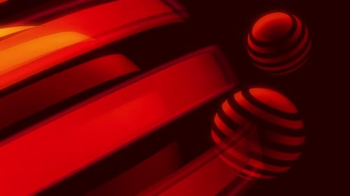 Dynamic Abstract Red Waves and Spheres Motion Background