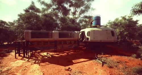 Futuristic Science Habitat Base in Nature