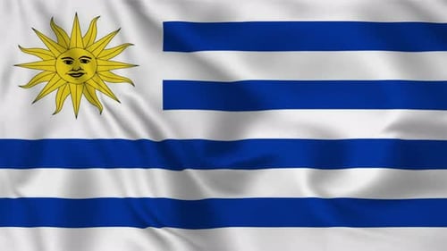 Realistic Waving Flag of Uruguay Animation