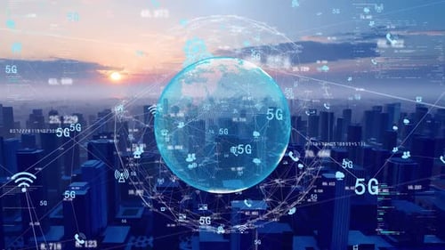 5G Internet Smart City And Network Communication Concept