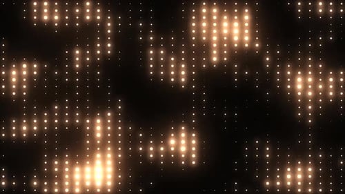 Golden disco lights background. Glowing disco party animation. VJ background. Flicker wall lights.