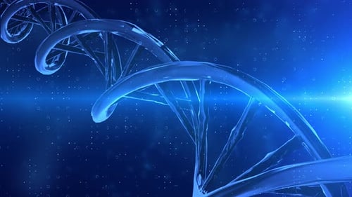 Rotating DNA Double Helix Structure in a Futuristic Scientific Loop