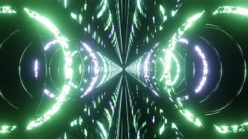 Doppelringe hellgrün mit blauem Tunnel-VJ-Loop-Animationshintergrund