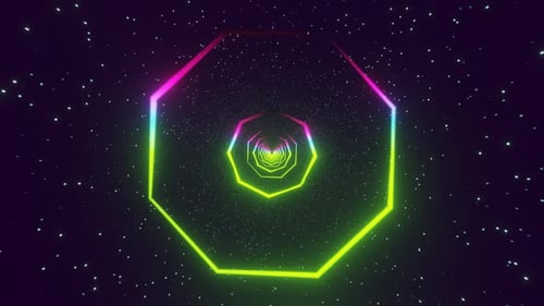 Sci Fi Neon Octagon Tunnel Background Loop Animation In 1080Hd