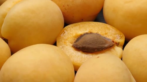 Close-Up View of Ripe Yellow Apricots