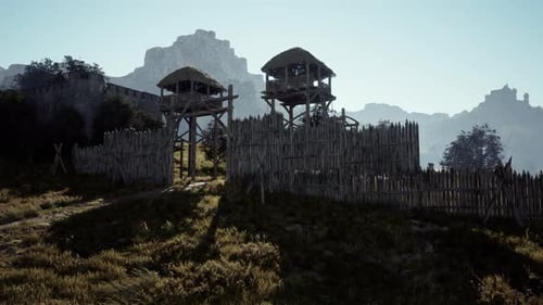 Medieval Wooden Gate of a Knight's Castle