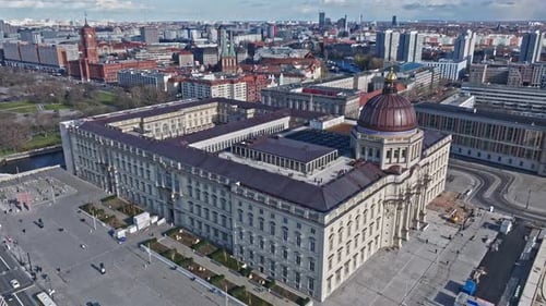 Aerial view revealing The Humboldt Forum museum , Berlin