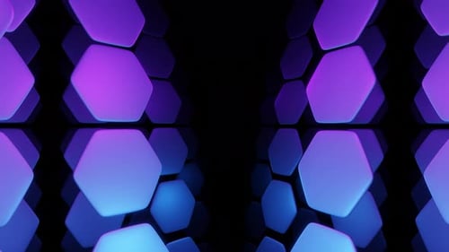 Purple and Blue Gradient Illuminated Hexagon Tunnel Technology Animation