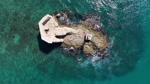 Aerial video over the old city of Acre in northern Israel