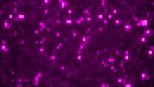 Pink Digital Small Glowing Square High Tech Background, Futuristic Loop Animation Of Small Dot Data