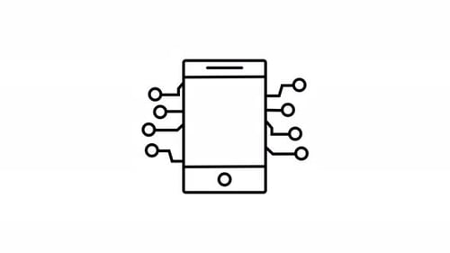 Animiertes Smartphone-Symbol mit digitalen Schaltungsverbindungen