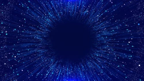 Futuristic Abstract Blue Particles Tunnel Loop Background