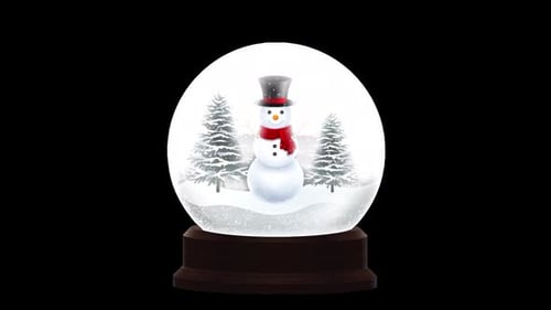 Animated Christmas Snow Globe with Snowman and Falling Snow