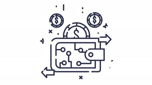 Digital Wallet Money Transfer Flat Design Animated Icon