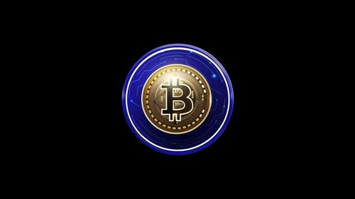 Ícone Bitcoin 3D Loop Alpha BlueBitcoin Icon 3D Loop Alpha Blue