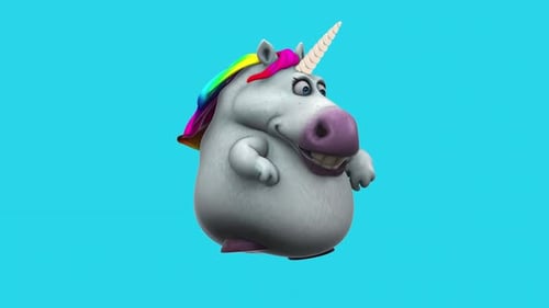 Fun 3D cartoon unicorn dancing (with alpha channel)