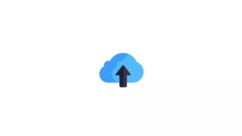 Animated Cloud Data Transfer Icon in Flat Design Style