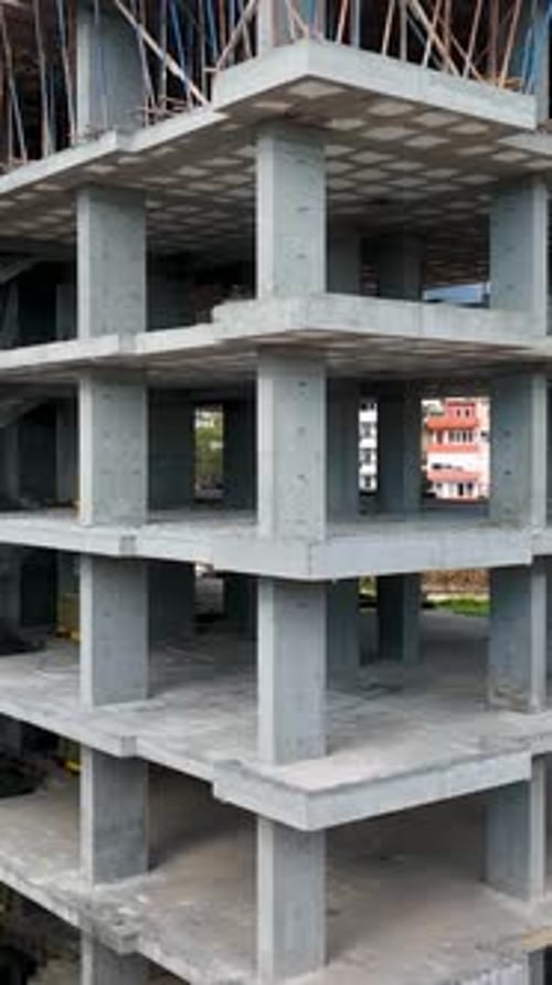 Vertical Video Aerial View Construction Site Work on Site