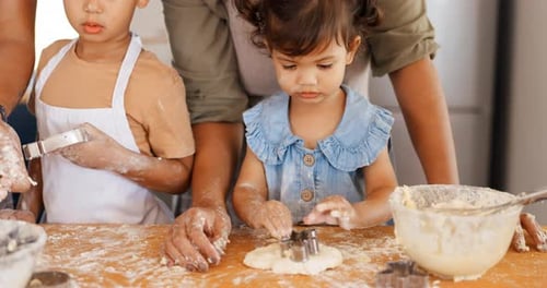 Family Baking Cookies Together at Home