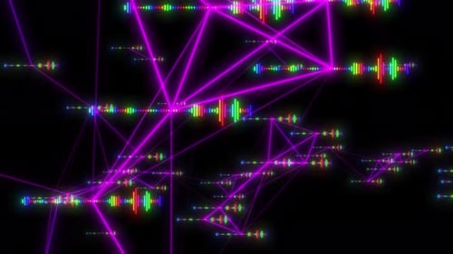 Neon Network Connection with Abstract Audio Visualizer