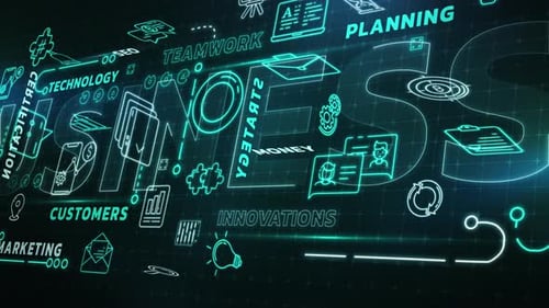 Glowing Neon Business and Technology Network Loop