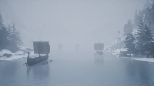Warrior Ships At Winter 4K