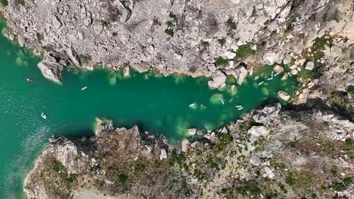 Aerial View Paddleboarding and Swimming in the Green Canyon Summer Fun in the Sun