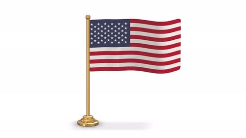 Usa Minimal 3d Flag Waving Side View + Alpha Channel
