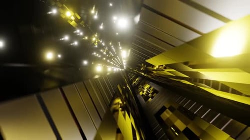 Gold Cyber Mirror Dungeon Background Vj Loop In HD