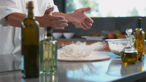 Dropping Dough Onto Flour in Super , with Phantom Flex