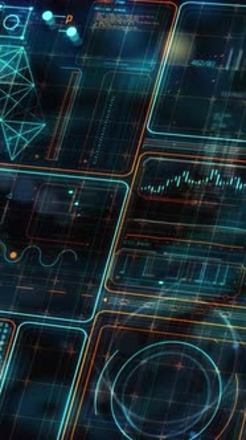 Futuristic Interface Displaying Earth and Data Analysis Charts