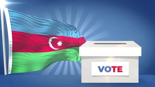 Waving Azerbaijan Flag and Ballot Box Voting Animation