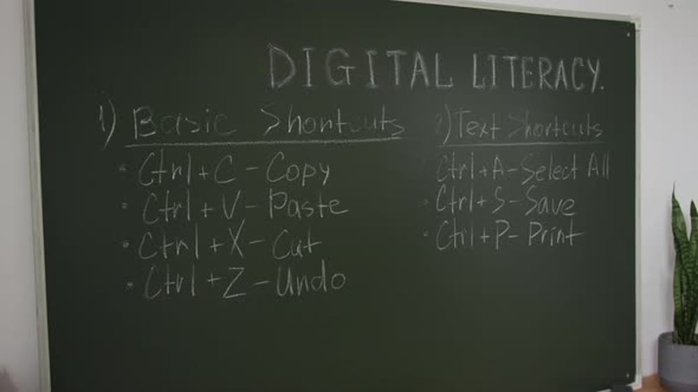 Handwritten Digital Literacy Lessons and Keyboard Shortcuts on a ...