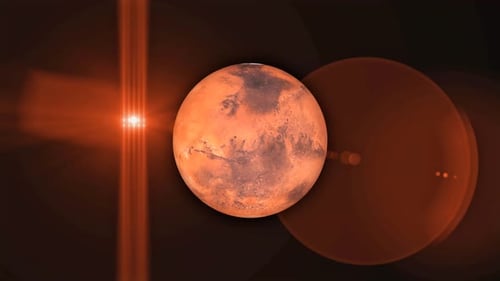 mars planet spinning with digital world breaking news Studio. Vd 969