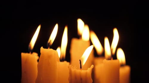 Candlelit Shrine Scene Flickering Candles At Sacred Altar Pilgrims Illuminate Shrine With Burning