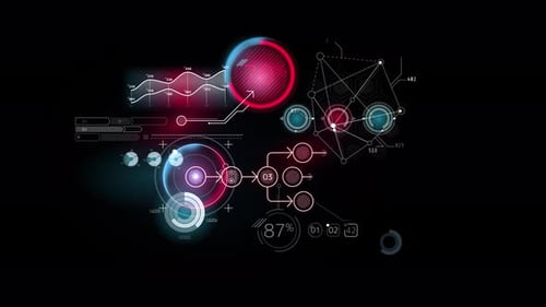 Projection virtuelle lumineuse de données infographiques abstraites