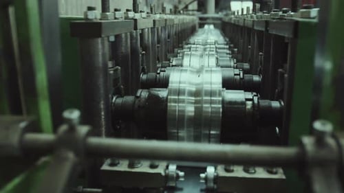Industrial Machine Rolling Metal in Factory