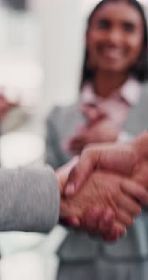 Handshake, applause and hands of business people in office for teamwork