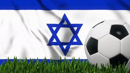 Football Background with Israel Flag 4K Looped