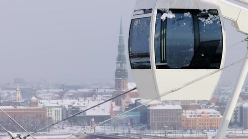 Ferris Wheel View of Snow-Covered Riga in Winter