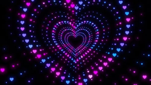 Magical Glitter Heart Tunnel Animation, Heart Particle Glitter Tunnel Motion Background