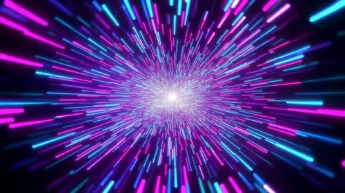 Abstract Sci Fi Neon Tunnel Zoom Animation with Blue and Mag