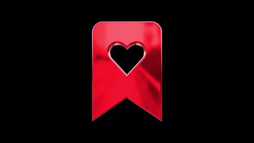 Animated Red 3D Bookmark Heart Icon