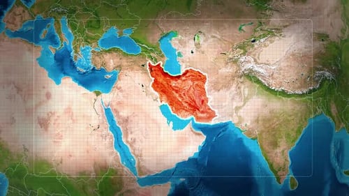 Global Map Zoom to Iran with Pulsating Target Location