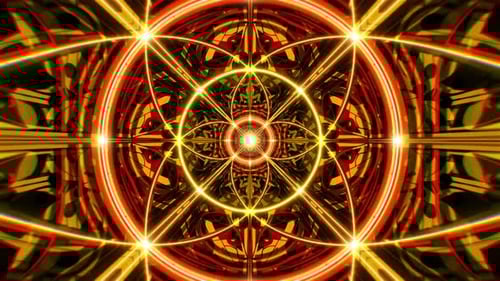 Glowing Red and Yellow Lights Modern Art Deco Pattern Geometric Visual Art Background Loop