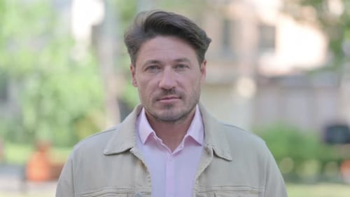 Attractive Brunette Man Portrait Outside