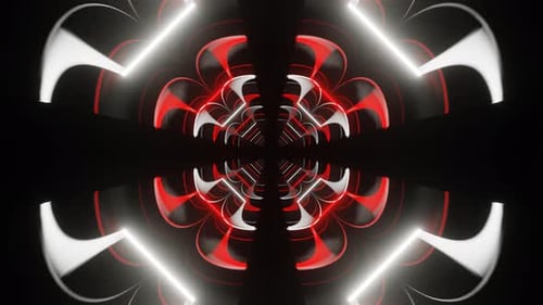 Red And White Neon Glow Clover Tunnel Background Vj Loop In 4K