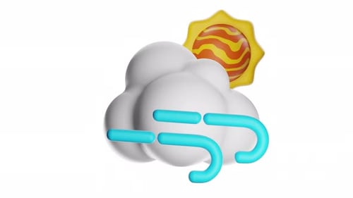 3D-Symbolanimation Sonnig und windig