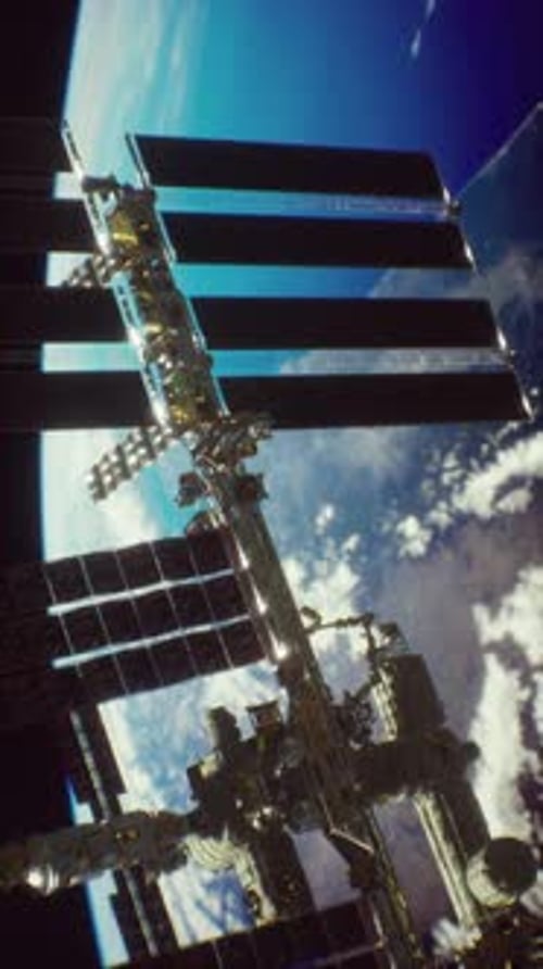 International Space Station Orbiting Earth During Daylight Hours From Above
