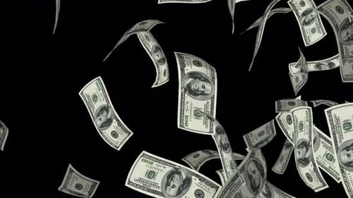 Hundred Dollar Bills Falling and Rising Animation
